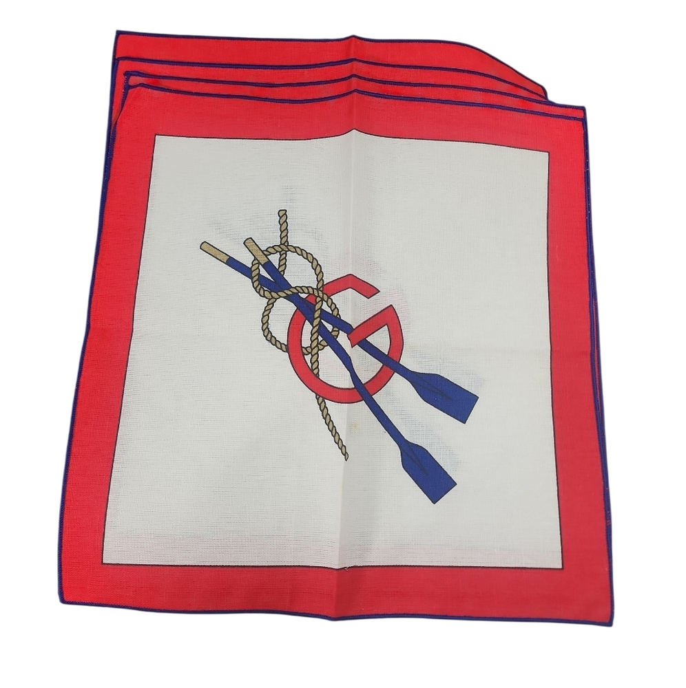 Vintage 1970 Gucci Linen Nautical Set Of 8-  4 Placemats And 4 Napkins - Picture 4 of 13
